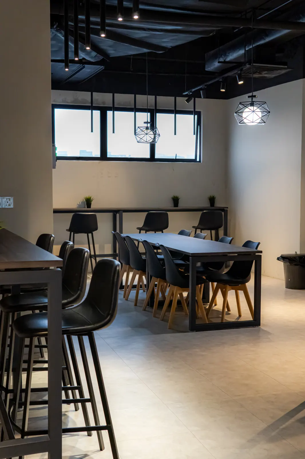 The long table and stools where clients are seen
